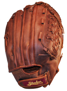 Back view 14-inch Basket Web or Weave Web glove with adjustable wrist strap
