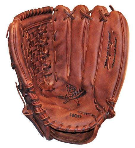 Palm view 14-inch Basket Web or Weave Web glove with adjustable wrist strap