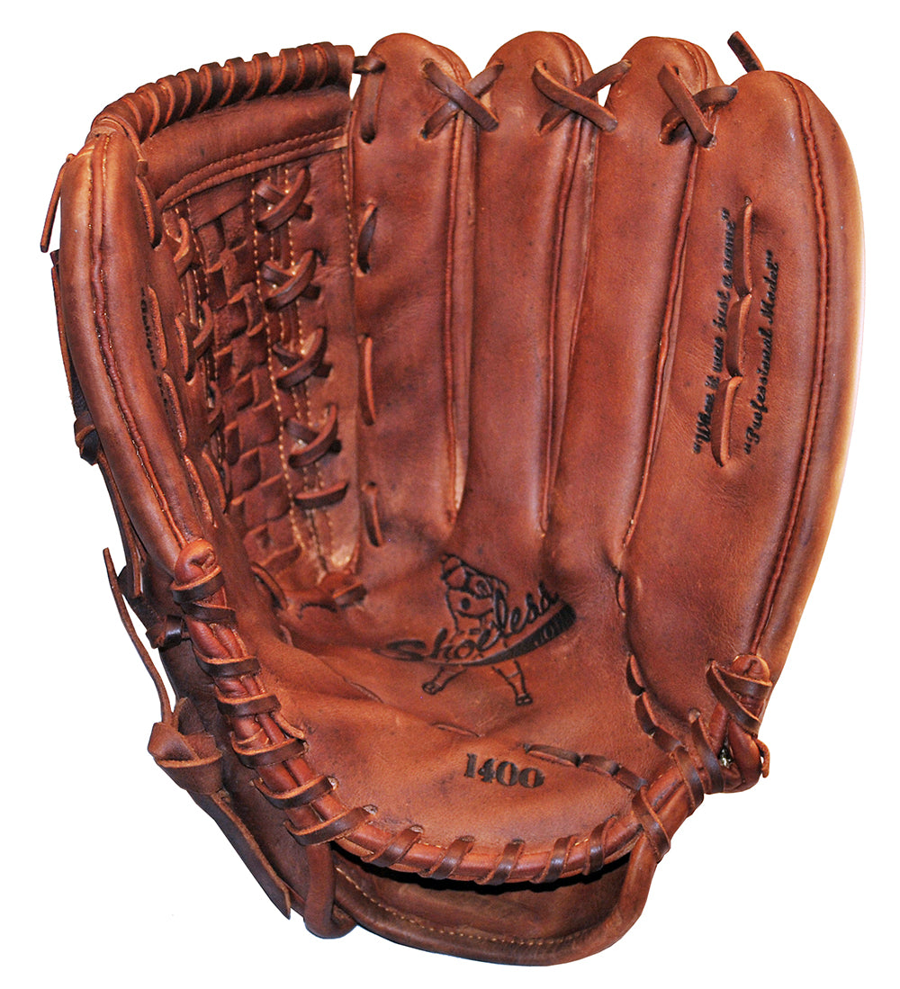 Palm view 14-inch Basket Web or Weave Web glove with adjustable wrist strap